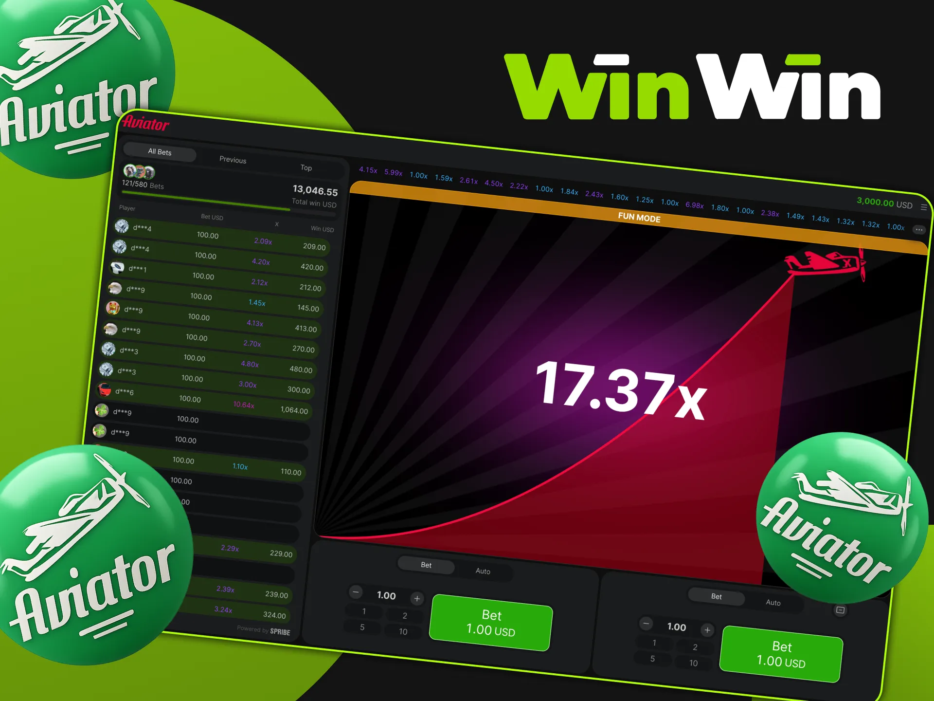 Fly high with big wins in WinWin Aviator.