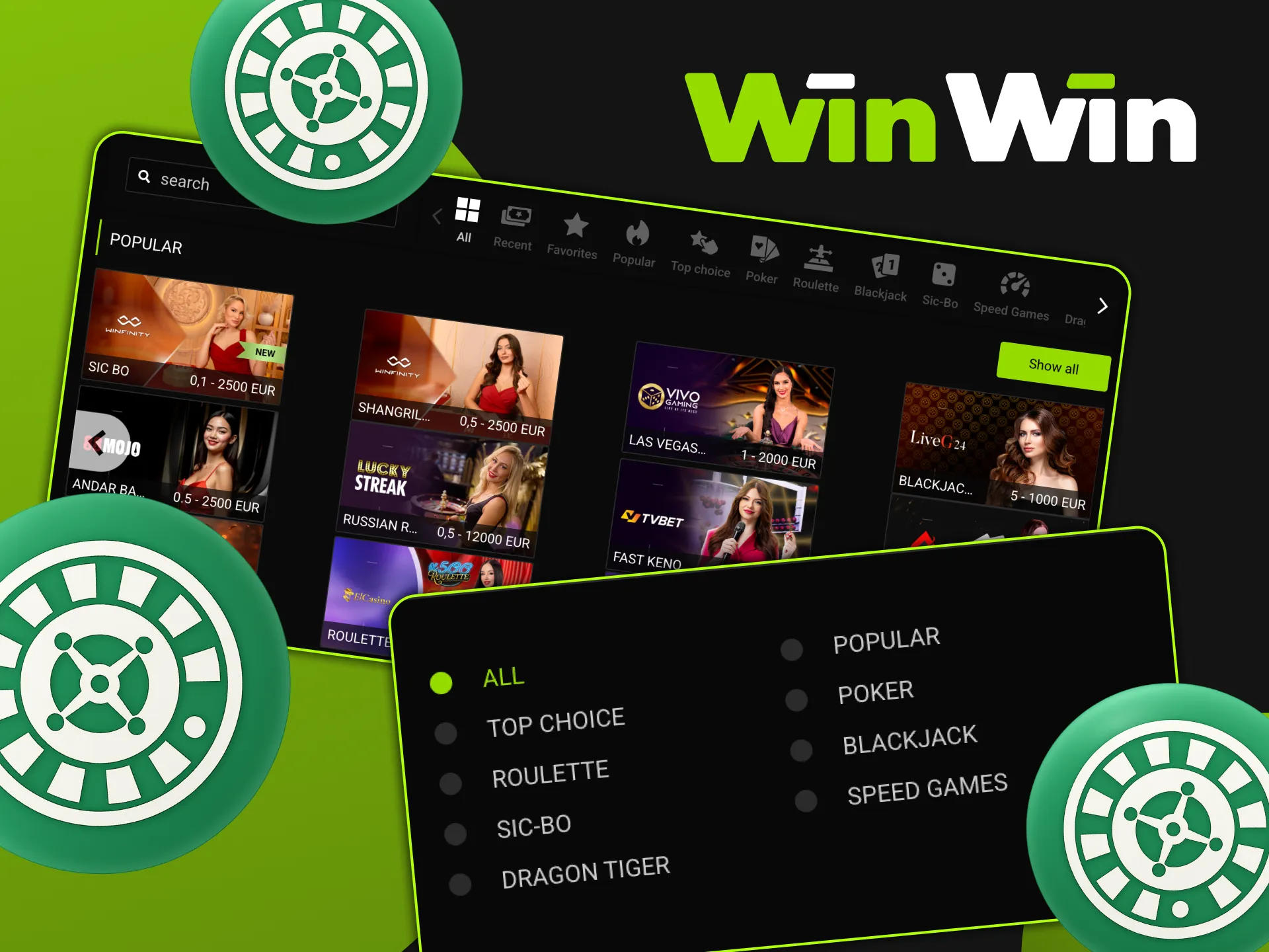 Find your perfect game and play on WinWin.