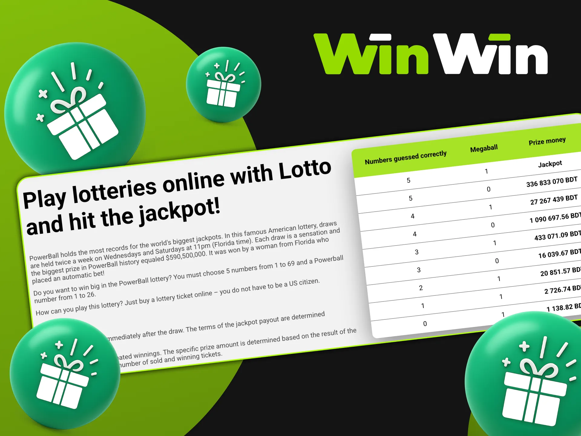 Get more wins with WinWin lottery bonuses.